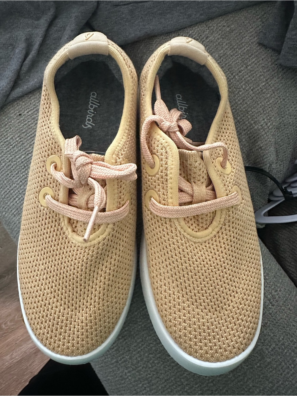 allbirds Knit Sneakers in Pale Yellow new condition